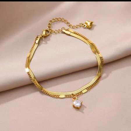 Double Snake Zircon Anklet Chain