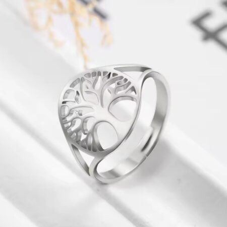 Skyrim Tree of Life Stainless Steel Adjustable Viking Ring