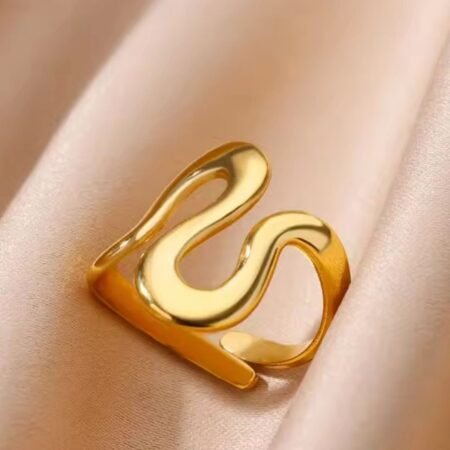 Irregular Geometric Glossy Stainless Steel Open Ring