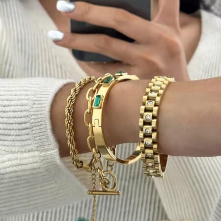 18 K Plated Heavy Metal Texture Fashion Jewelry
