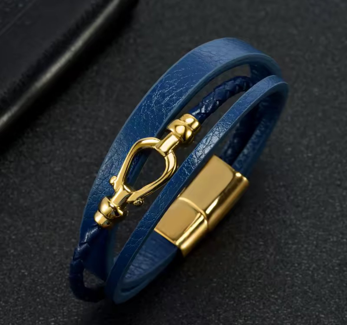 Handmade Blue Leather Bracelets