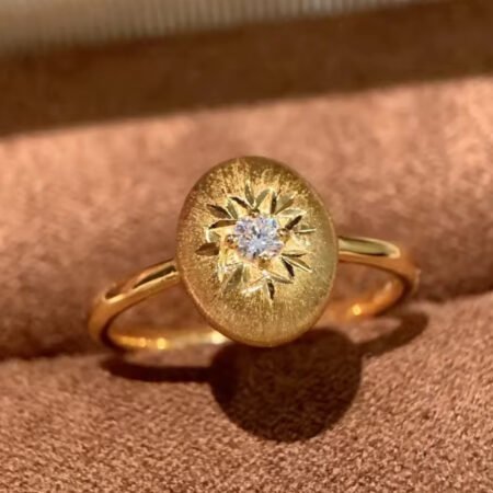 Italian Buchi Style Brushed Carved Snowflake Wishing Star Ring