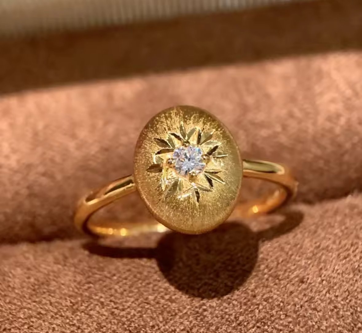 Italian Buchi Style Brushed Carved Snowflake Wishing Star Ring